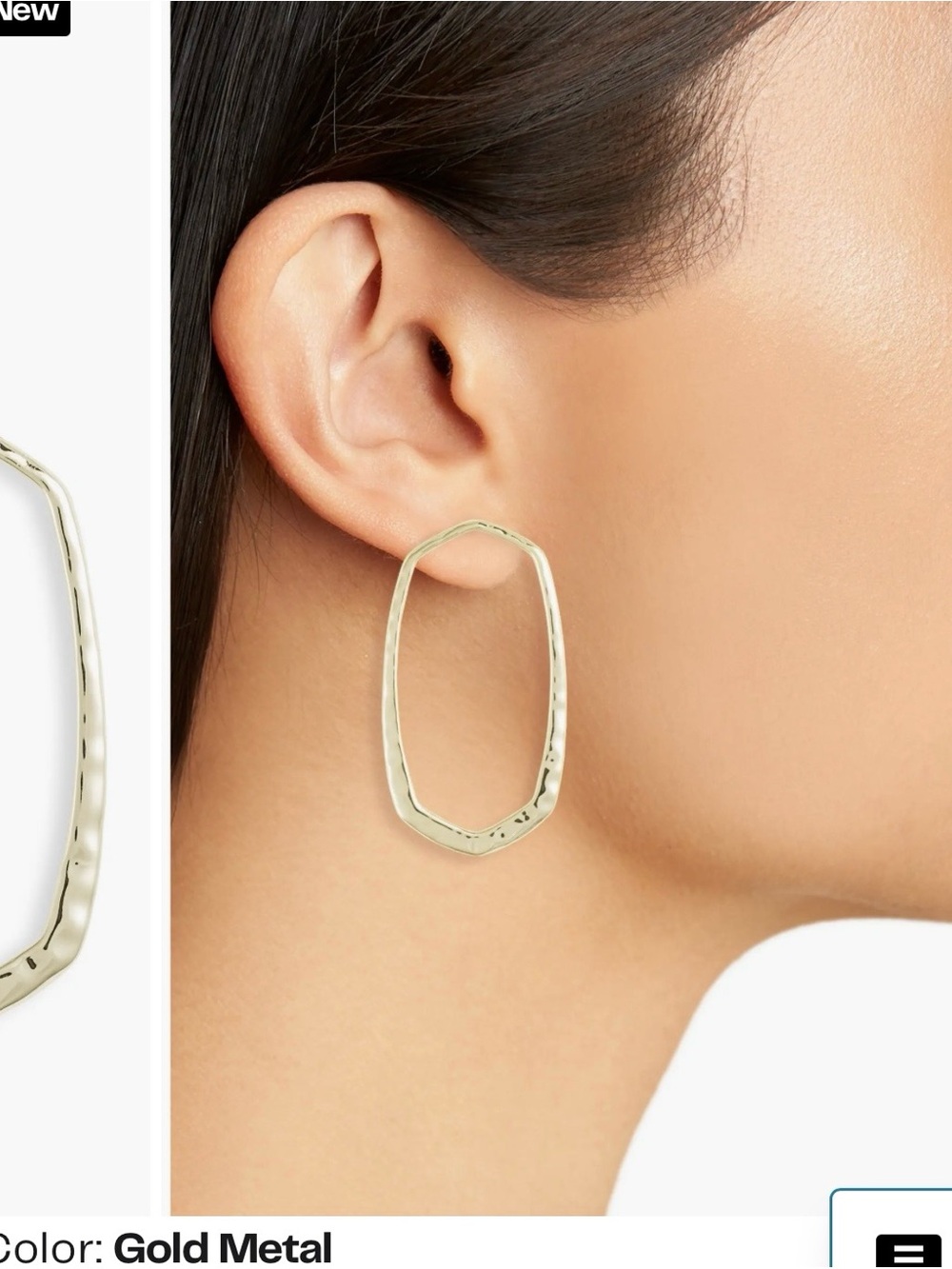 Zorte Open Hexagon Earrings new on card gold tone